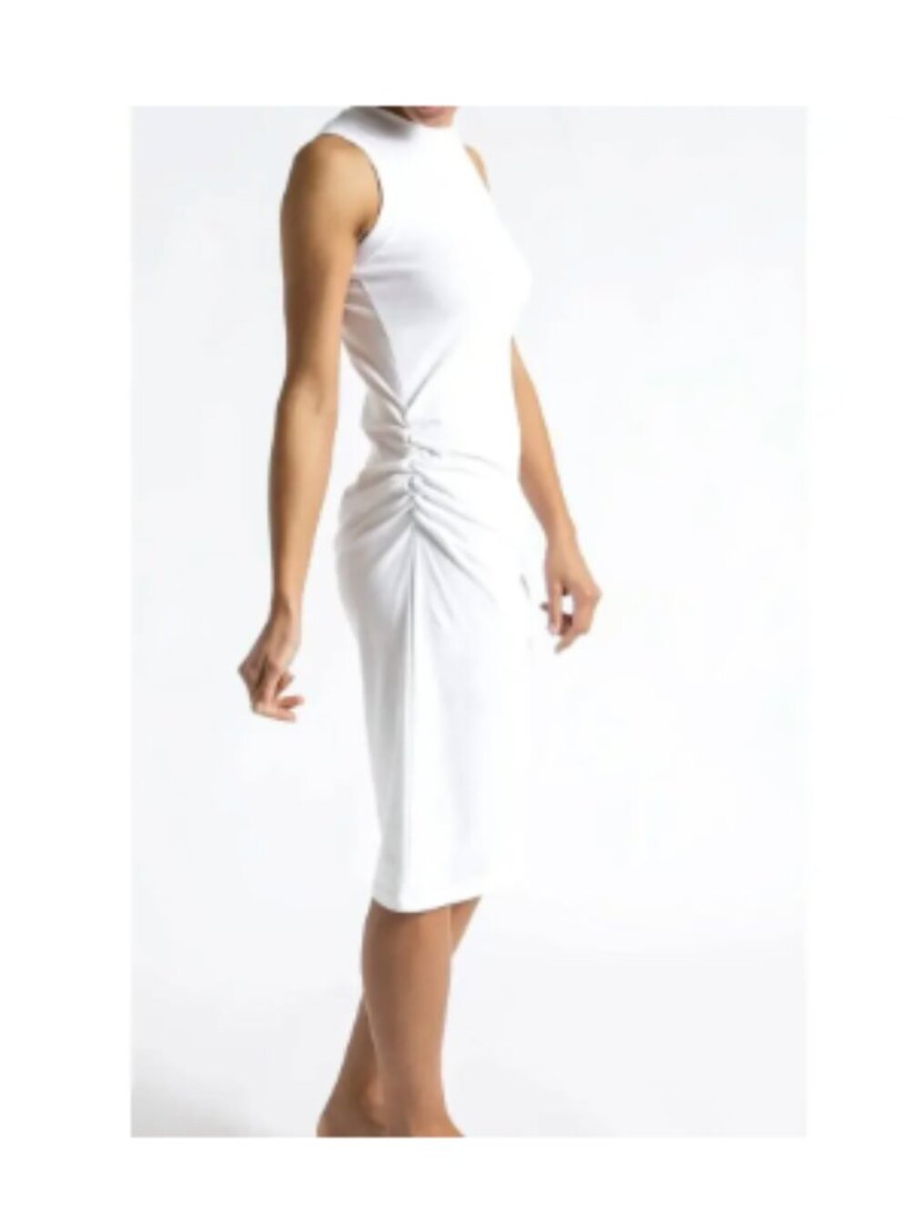 Sleeveless Pima Cotton Sleeveless Tank Body Con Dress in Sand Size 36